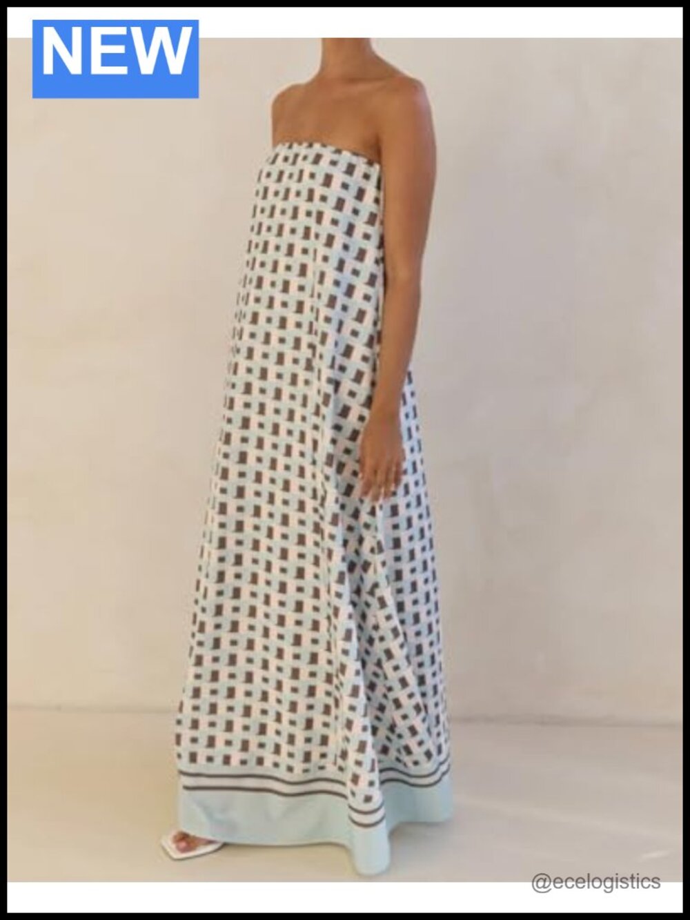 Women's Boho Strapless Maxi Dress, Print Off Shoulder Flowy Hem Loose Tube Long - Picture 2 of 4